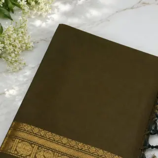 Olive Green Chettinad Cotton — Earthy Tones
