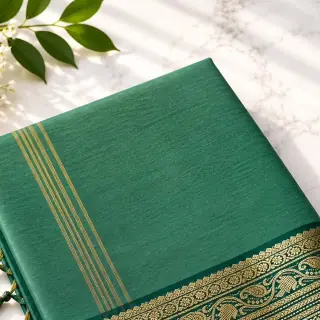 Emerald Green Chettinad Cotton — Golden Zari