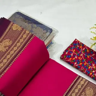 Rani Pink Chettinad Cotton — Kalamkari Blouse