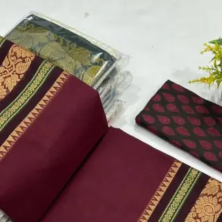 Maroon Chettinad Cotton — Kalamkari Blouse